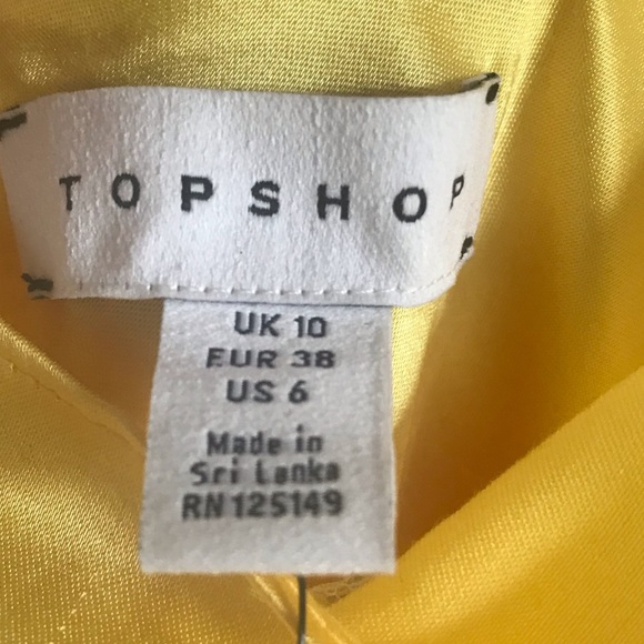 Topshop NWT Yellow Satin Slip on Dress Sz 6 - Picture 7 of 12